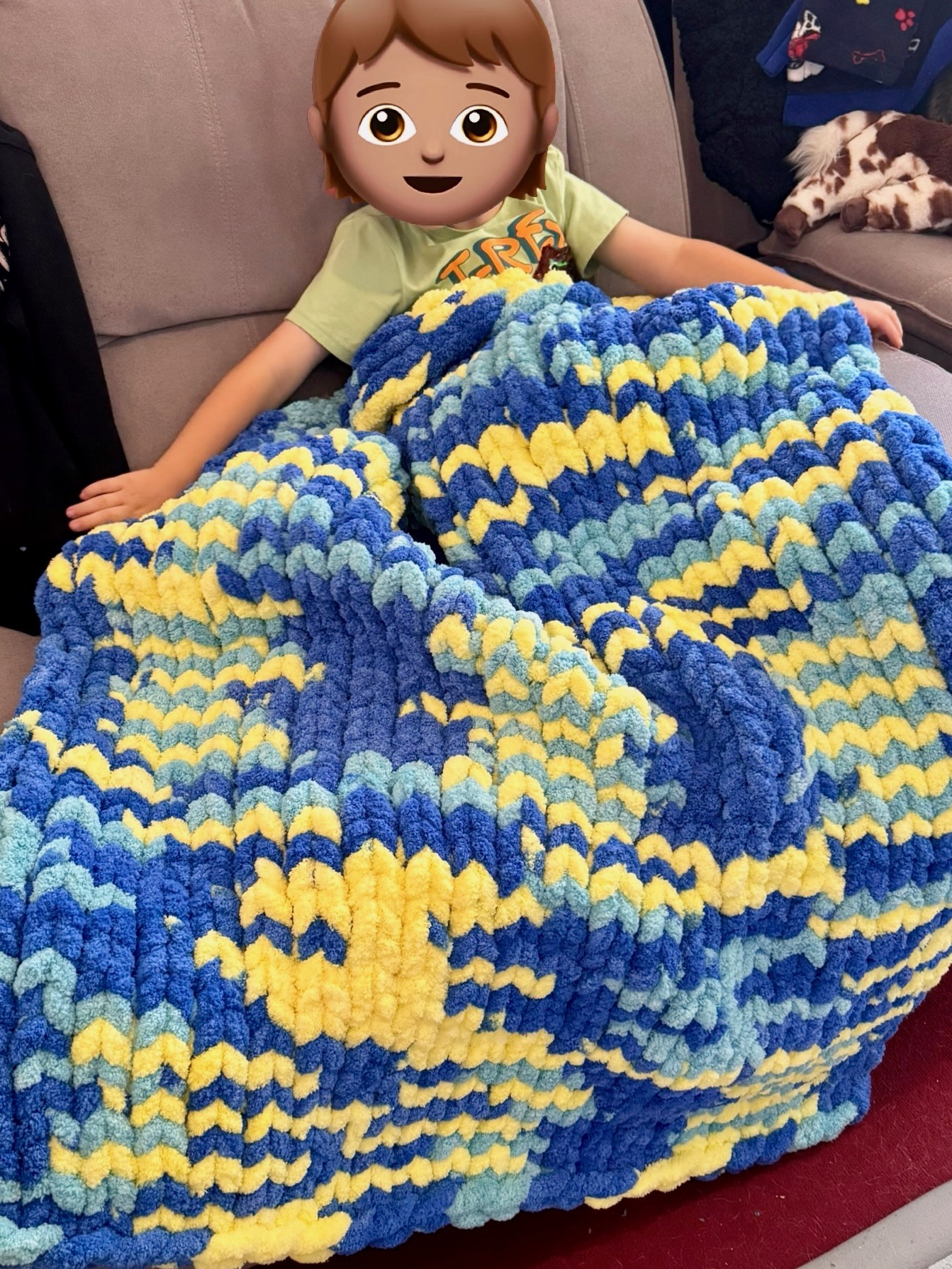 Soft handmade blanket on display