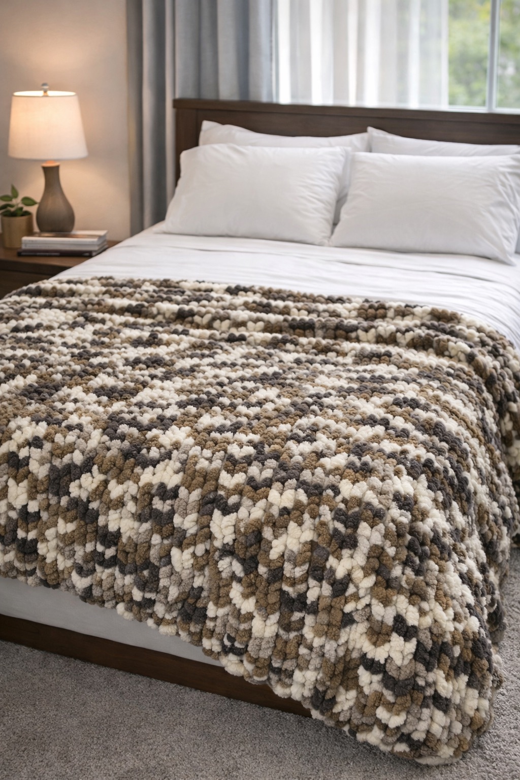 Soft handmade blanket on display